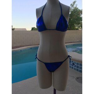 Royal blue bikini size medium rouched bottom strin